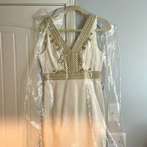 Lily Pulitzer white dress with gold trim